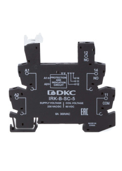 Колодка ультратонкая для реле серии RIS, вх. напр. 230V AC/DC, винт. клеммы