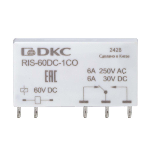 Реле миниатюрное ультратонкое, 1CO, ком. ток 6А, AgSnO2, напряжение 60V DC