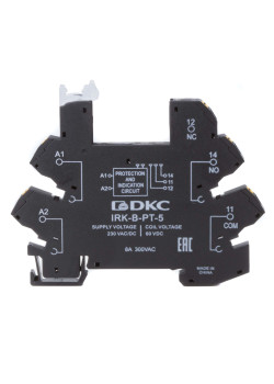 Колодка ультратонкая для реле серии RIS, вх. напр. 230V AC/DC, push-in клеммы
