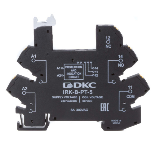 Колодка ультратонкая для реле серии RIS, вх. напр. 230V AC/DC, push-in клеммы