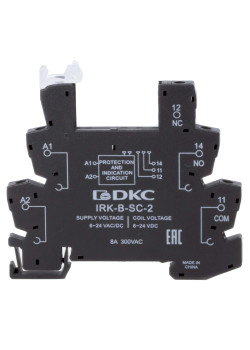 Колодка ультратонкая для реле серии RIS, вх. напр. 6-24V AC/DC, винт. клеммы