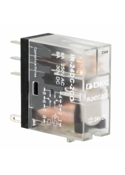 Реле миниатюрное промышленное, 2CO, ком. ток 8А, AgSnO2, напряжение 24V DC, опция: светодиод