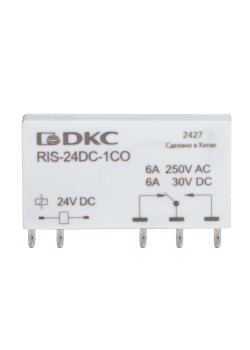 Реле миниатюрное ультратонкое, 1CO, ком. ток 6А, AgSnO2, напряжение 24V DC