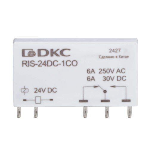 Реле миниатюрное ультратонкое, 1CO, ком. ток 6А, AgSnO2, напряжение 24V DC