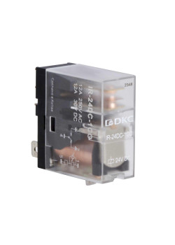 Реле миниатюрное промышленное, 1CO, ком. ток 12А, AgSnO2, напряжение 24V DC, опция: светодиод