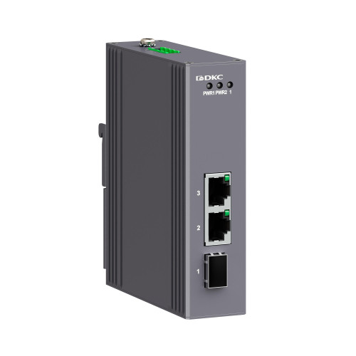 Промышленный медиаконвертер, 3-х портовый, 1х100Base-X SFP слот,2х10/100Base-T(X) портов RJ45, 12-48В DC/18-30В AC, с резервированием