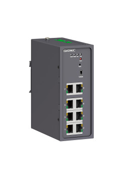 Промышленный управляемый коммутатор, 8×10/100Base-T(X) портов RJ45,консольный порт Mini USB, 24-48В DC (18-72В DC), с резервированием