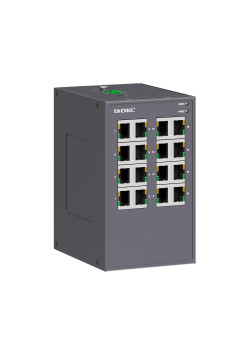 Промышленный неуправляемый коммутатор, 16×10/100Base-T(X) портов RJ45,12-48В DC/18-30В AC, с резервированием