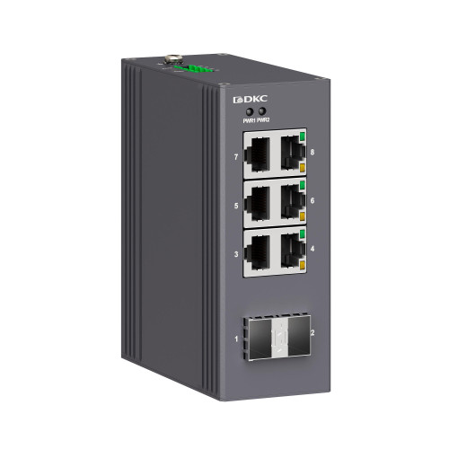 Промышленный неуправляемый коммутатор, 2×100Base-X, SFP слотов: 6×10/100Base-T(X) портов RJ45,  12-48В DC/18-30В AC, с резервированием