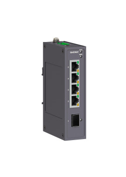 Промышленный неуправляемый коммутатор, 1×100Base-X, SFP слот: 4×10/100Base-T(X) портов RJ45, 12-48В DC/18-30В AC, с резервированием