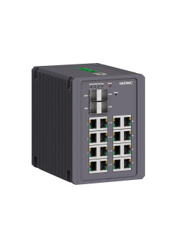 Промышленный управляемый коммутатор, 4×100Base-FX, 1000Base-X SFP слота:16×10/100/1000Base-T(X) портов RJ45, консольный порт Mini USB, поддержкаPROFINET, 24-48В DC (18-72В DC), с резервированием