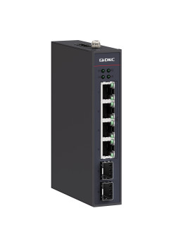 Промышленный неуправляемый коммутатор с POE/POE+, 2×10/100/1000Base SFPслота, 4×10/100/1000Base-T(X) портов RJ45 (8×POE), 48-57 DC,резервированием