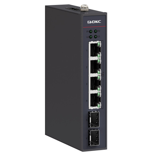 Промышленный неуправляемый коммутатор с POE/POE+, 2×10/100/1000Base SFPслота, 4×10/100/1000Base-T(X) портов RJ45 (8×POE), 48-57 DC,резервированием