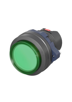 Головка кнопки выпуклая прозрачная без фиксации, зеленая
