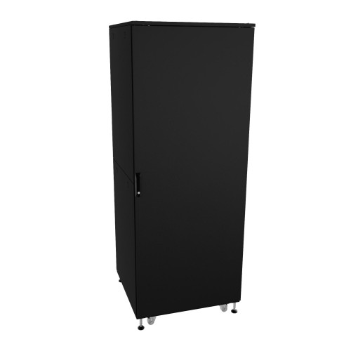 Шкаф напольный разобранный 19'' IT-CQE-N 24U 600x600мм, крыша с вырубкой, сплошная металл и сплошная металл, одинарные боковые панели, черный RAL9005