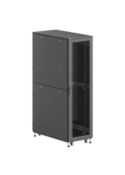 Шкаф напольный разобранный 19'' IT-CQE-N 47U 800x1200мм, крыша с вырубкой, дверь перф. и двойная перф., двойные боковые панели, черный RAL9005