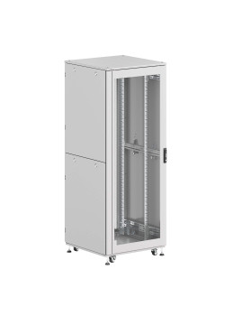 Шкаф напольный разобранный 19'' IT-CQE-N 42U 800x800мм, крыша с вырубкой, дверь перф. и двойная перф., двойные боковые панели, серый RAL7035