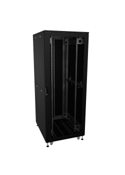 Шкаф напольный разобранный 19'' IT-CQE-N 24U 600x800мм, крыша с вырубкой, дверь перф. и перф., одинарные боковые панели, черный RAL9005