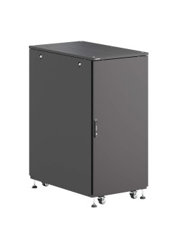 Шкаф напольный разобранный 19'' IT-CQE-N 24U 600x600мм, крыша с вырубкой, сплошная металл и сплошная металл, одинарные боковые панели, черный RAL9005