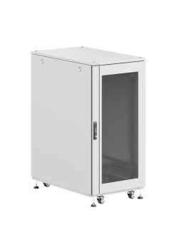 Шкаф напольный разобранный 19'' IT-CQE-N 24U 600x800мм, крыша с вырубкой, дверь стекло и сплошная металл, одинарные боковые панели, серый RAL7035