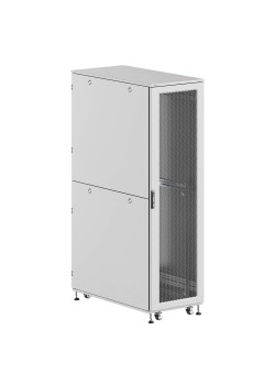 Шкаф напольный разобранный 19'' IT-CQE-N 42U 600x1000мм, крыша с вырубкой, дверь перф. и двойная перф., двойные боковые панели, серый RAL7035