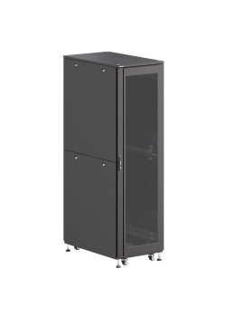 Шкаф напольный разобранный 19'' IT-CQE-N 47U 800x1000мм, крыша с вырубкой, дверь стекло и двойная сплошная металл, двойные боковые панели, черный RAL9005