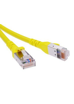 Патч-корд экранированный  CAT6A S/FTP 4х2, LSZH, желтый, 0.5м