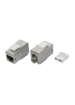 Модуль Кейстоун (Keystone) RJ45 CAT 6A экранированный (STP), 180 градусов, Toolless, серебристый