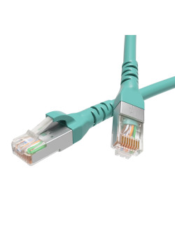 Патч-корд экранированный CAT6A S/FTP 4х2, LSZH, бирюзовый, 5.0 м