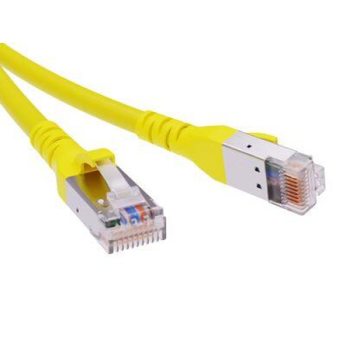 Патч-корд экранированный  CAT6A S/FTP 4х2, LSZH, желтый, 1.5м