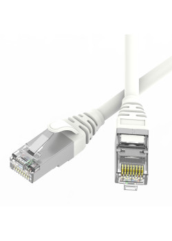Патч-корд экранированный SLIM CAT6 S/FTP 4х2, 28 AWG, LSZH, белый, 0,3м