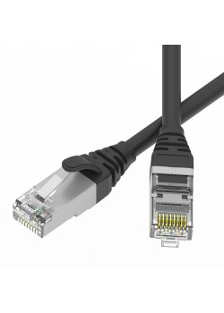 Патч-корд экранированный SLIM CAT6 U/FTP 4х2, 28 AWG, LSZH, чёрный, 0,5м