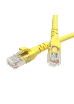 Патч-корд неэкранированный CAT5E U/UTP 4х2, LSZH, желтый, 0.5м