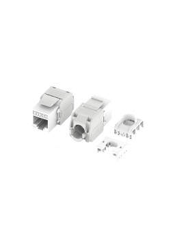 Модуль Кейстоун (Keystone) RJ45 CAT6 неэкранированный, 180 градусов, безынструментальный монтаж (Toolless), белый (применим с инструментом RT)