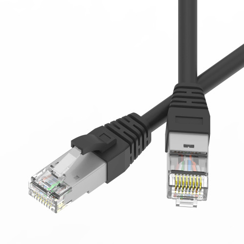 Патч-корд экранированный SLIM CAT6A S/FTP 4х2, 28 AWG, LSZH, чёрный, 0,5м