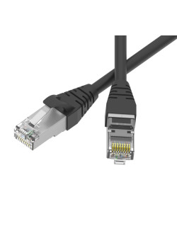 Патч-корд экранированный SLIM CAT6 S/FTP 4х2, 28 AWG, LSZH, чёрный, 3м