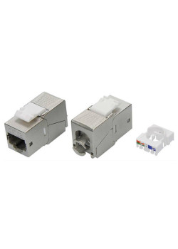 Модуль Кейстоун (Keystone) RJ45 CAT 5E экранированный (STP), 180 градусов, Toolless, серебристый