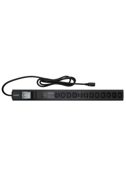 Блок распределения питания (PDU) 0U 10A с автоматом 2P и защитой, Вых:12 С13, Вх:С14