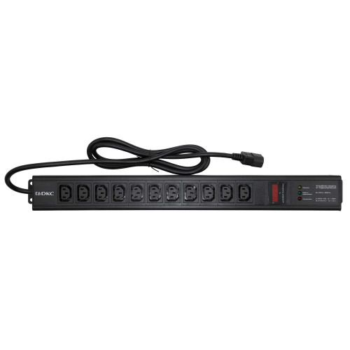 Блок распределения питания (PDU) 0U 10A с индикацией и защитой, Вых:11 С13, Вх:С14