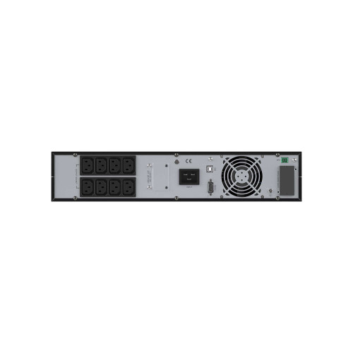 Онлайн ИБП ДКС серии Смолл Рэкмаунт (Small Rackmount), 2000 ВА/1800 Вт, 1/1, 8xIEC C13, 1хIEC C19, EPO, USB, RS-232, Rack 2U, з/у 1А, 4x9Ач