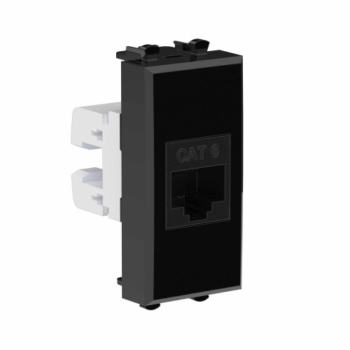 Компьютерная розетка RJ-45 без шторки модульная, кат.6, Avanti, черный квадрат, 1 модуль