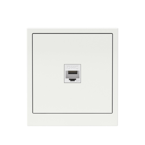 Компьютерная розетка RJ-45 без шторки, кат.6А одинарная,KANT, белая магнолия
