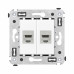 Компьютерная розетка RJ-45 без шторки в стену, кат.6 двойная экранированная, Avanti, белое облако
