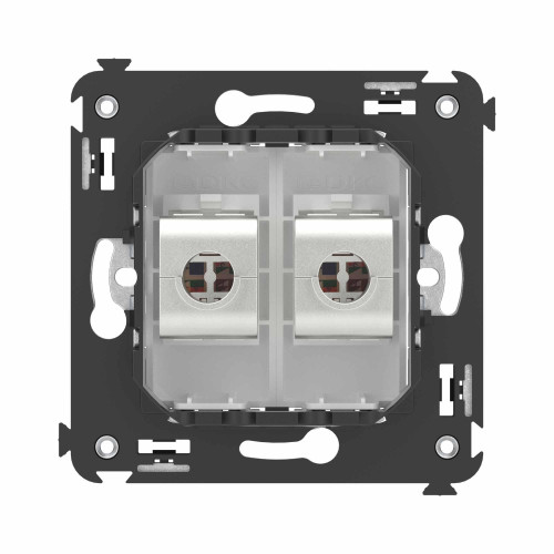 Компьютерная розетка RJ-45 без шторки в стену, кат.6A двойная  экранированная, Avanti, белое облако