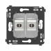 Компьютерная розетка RJ-45 без шторки в стену, кат.6A двойная экранированная, Avanti, белое облако Компьютерная розетка RJ-45 без шторки в стену, кат.6A двойная экранированная, Avanti, белое облако