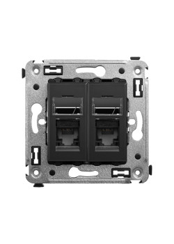Компьютерная розетка RJ-45 в стену, кат.5e двойная, 