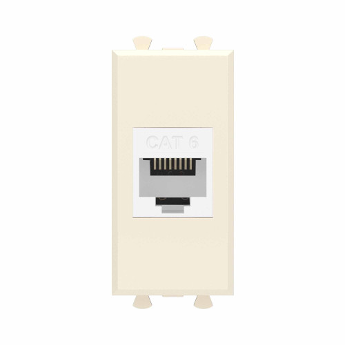 Компьютерная розетка RJ-45 без шторки модульная, кат.6, Avanti, ванильная дымка, 1 модуль