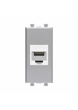 Компьютерная розетка RJ-45 без шторки модульная, кат.6, Avanti, закаленная сталь, 1 модуль