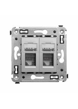 Компьютерная розетка RJ-45 в стену, кат.6А двойная, Avanti, закаленная сталь