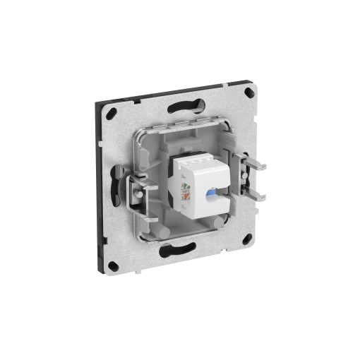 Компьютерная розетка RJ-45 без шторки, кат.5е одинарная, KANT, черный уголь